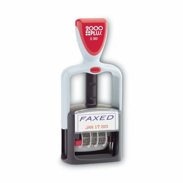 Message Date Stamp, Faxed, Blue/Red Ink, 2000 PLUS, Mfr# 011032